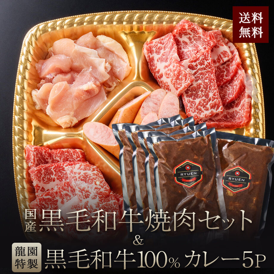 【春限定】 国産 黒毛和牛 焼肉  （1~2人前｜400g） 黒毛和牛100%カレー 5P セット