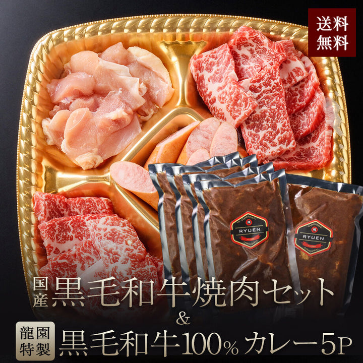【春限定】 国産 黒毛和牛 焼肉  （1~2人前｜400g） 黒毛和牛100%カレー 5P セット